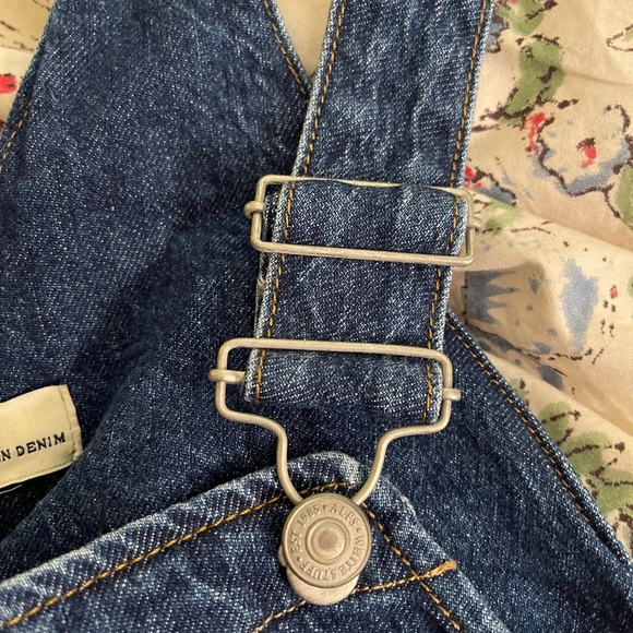 White stuff FRONT POCKET DENIM OVERALL MINI DRESS WOMEN'S SIZE 20 England​ - Picture 2 of 14